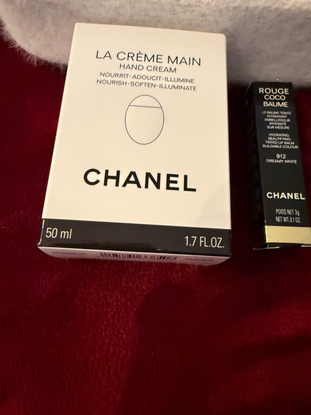 CHANEL White and Gold Lip Balm & Hand Cream Set with Tweed Pouch - Picture 4 of 8